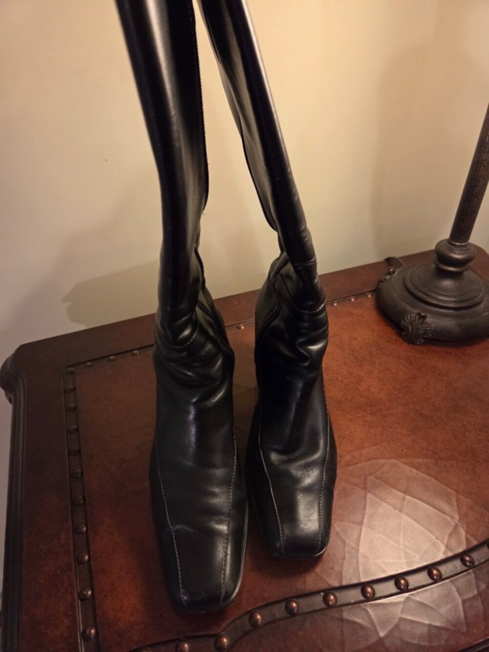 Anne Klein Tall Black Leather Dress Boot size 8